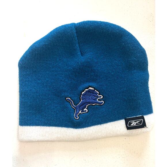 Detroit Lions Vintage Reebok Beanie Blue White stripe at bottom Winter - Picture 1 of 3